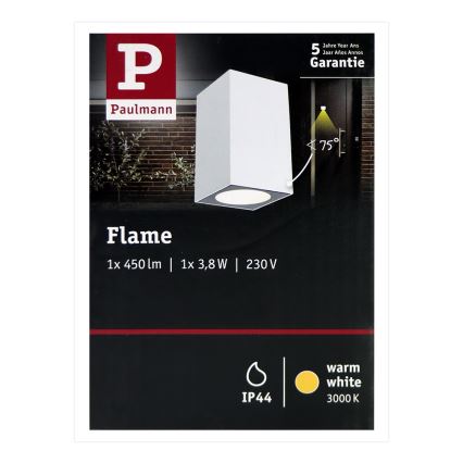 Paulmann 94329 - LED/3,8W IP44 Outdoor wall light FLAME 230V white