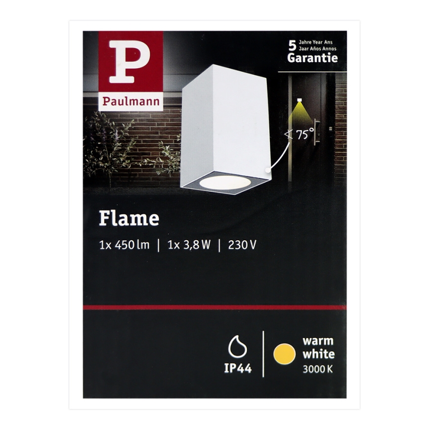 Paulmann 94329 - LED/3,8W IP44 Outdoor wall light FLAME 230V white