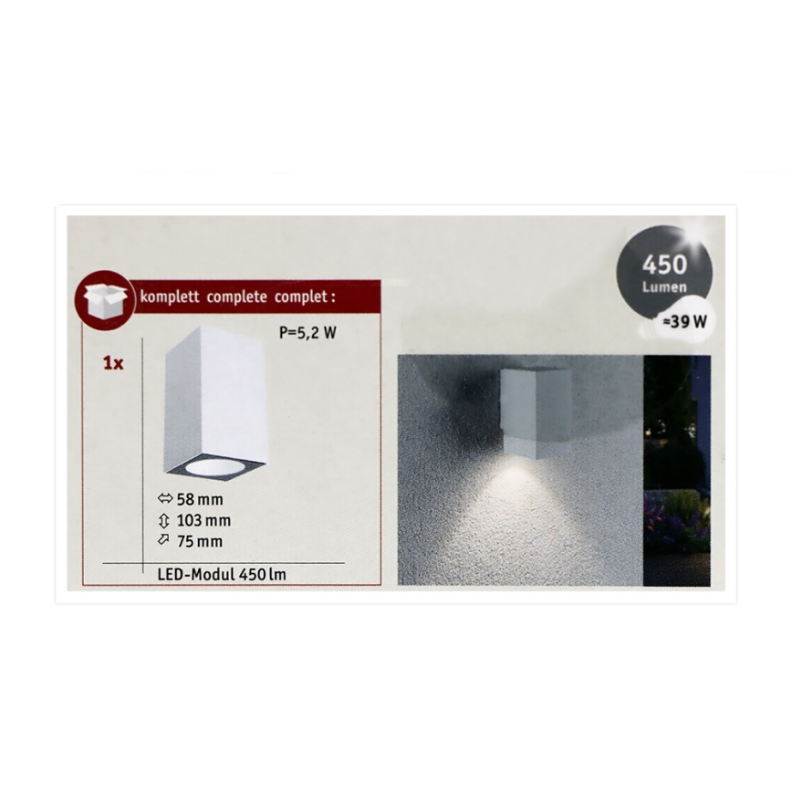 Paulmann 94329 - LED/3,8W IP44 Outdoor wall light FLAME 230V white