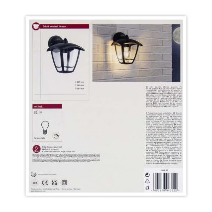 Paulmann 94392 - 1xE27/12W IP44 Outdoor wall light CLASSIC 230V