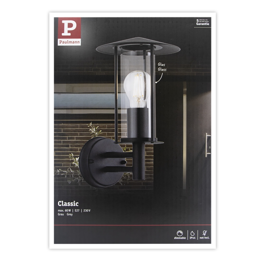 Paulmann 94398 - 1xE27/60W IP44 Outdoor wall light CLASSIC 230V