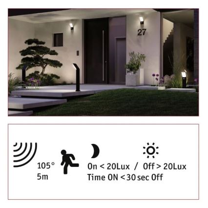 Paulmann 94403 - LED/10W IP44 Outdoor lamp with sensor ADYA 230V
