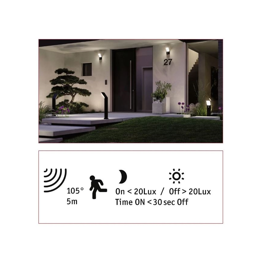 Paulmann 94403 - LED/10W IP44 Outdoor lamp with sensor ADYA 230V
