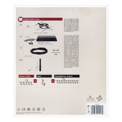 Paulmann 94418 - SET 5x LED/4.5W Complete ROUNDMAC cable lighting system 230V black