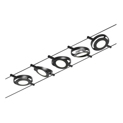 Paulmann 94418 - SET 5x LED/4.5W Complete ROUNDMAC cable lighting system 230V black