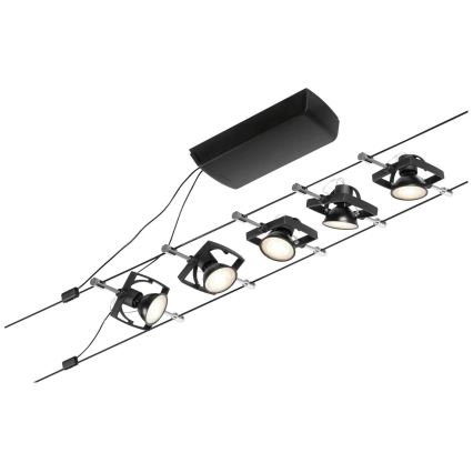 Paulmann 94434 - SET 5xGU5,3/10W Spotlight for a string system MAC 230V black