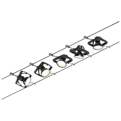Paulmann 94434 - SET 5xGU5,3/10W Spotlight for a string system MAC 230V black