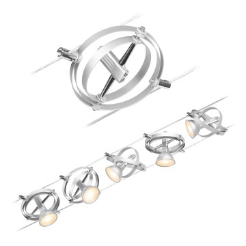 Paulmann 94436 - 5x GU5.3/10W set, complete CARDAN 230V cable suspension system, matte chrome