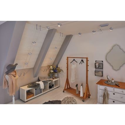 Paulmann 94436 - 5x GU5.3/10W set, complete CARDAN 230V cable suspension system, matte chrome