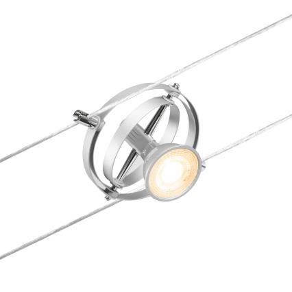 Paulmann 94436 - 5x GU5.3/10W set, complete CARDAN 230V cable suspension system, matte chrome