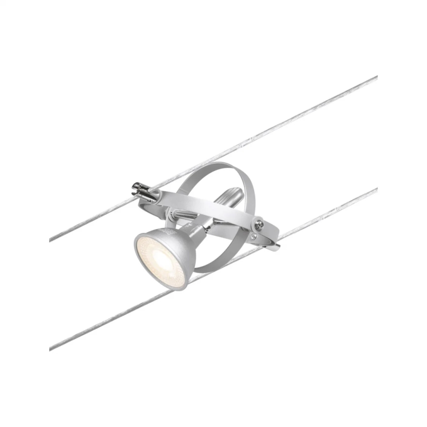 Paulmann 94437 - 1x GU5.3/10W CARDAN 12V cable system spotlight, matte chrome