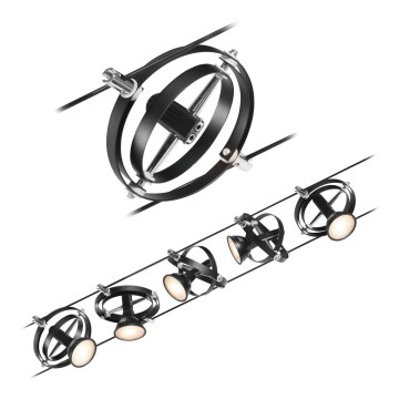 Paulmann 94440 - CARDAN 230V Complete cable suspension system, Set of 5 GU5.3/10W, Black