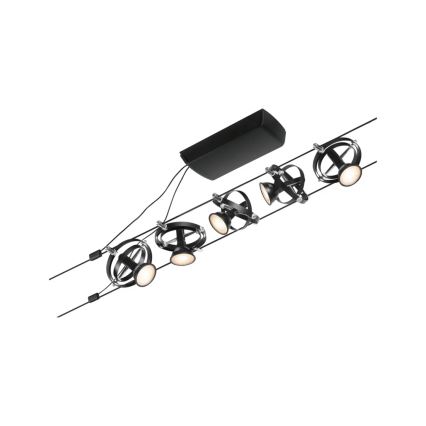 Paulmann 94440 - CARDAN 230V Complete cable suspension system, Set of 5 GU5.3/10W, Black