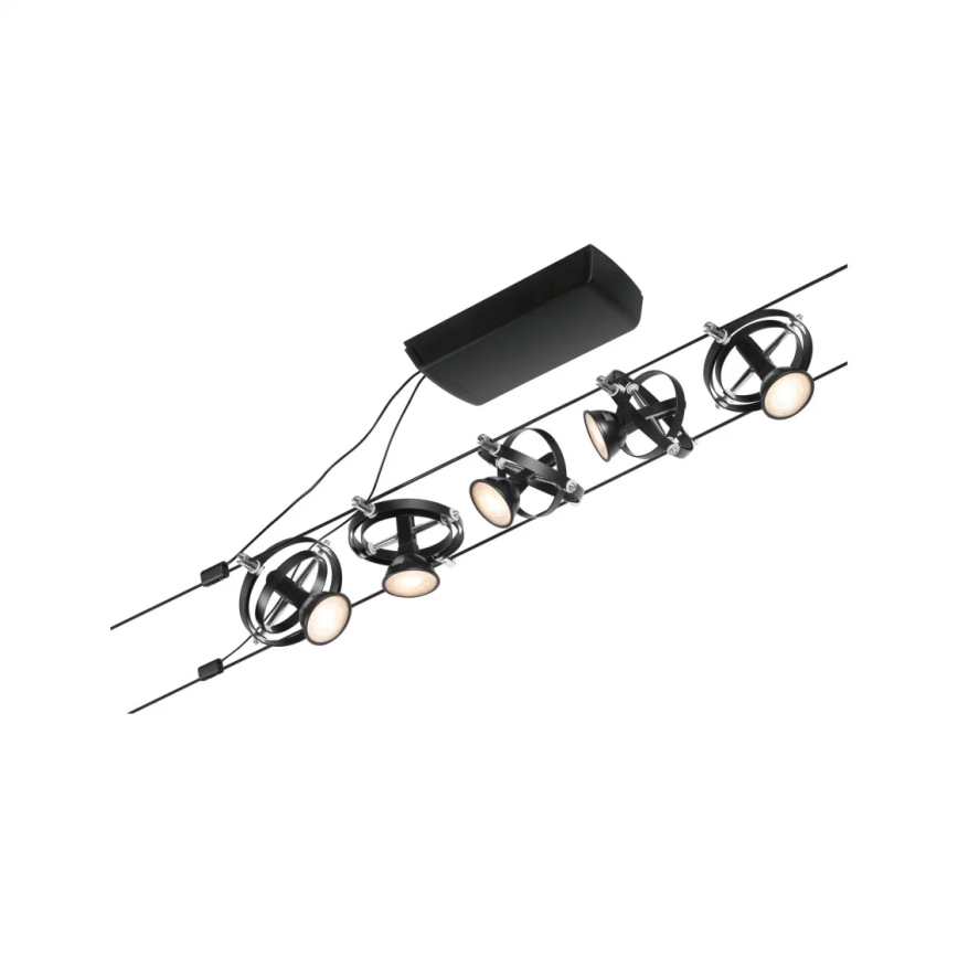 Paulmann 94440 - CARDAN 230V Complete cable suspension system, Set of 5 GU5.3/10W, Black