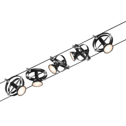 Paulmann 94440 - CARDAN 230V Complete cable suspension system, Set of 5 GU5.3/10W, Black