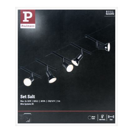 Paulmann 94446 - Set of 5 GU5.3/10W Complete SALT cable lighting system 230V Black