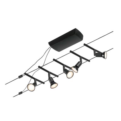 Paulmann 94446 - Set of 5 GU5.3/10W Complete SALT cable lighting system 230V Black