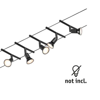 Paulmann 94446 - Set of 5 GU5.3/10W Complete SALT cable lighting system 230V Black