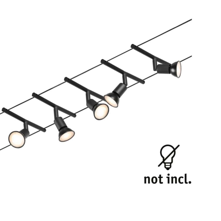 Paulmann 94446 - Set of 5 GU5.3/10W Complete SALT cable lighting system 230V Black