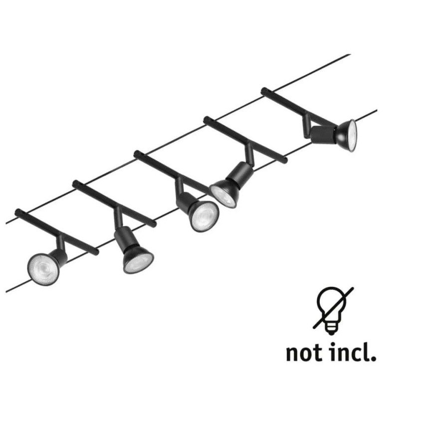Paulmann 94446 - Set of 5 GU5.3/10W Complete SALT cable lighting system 230V Black