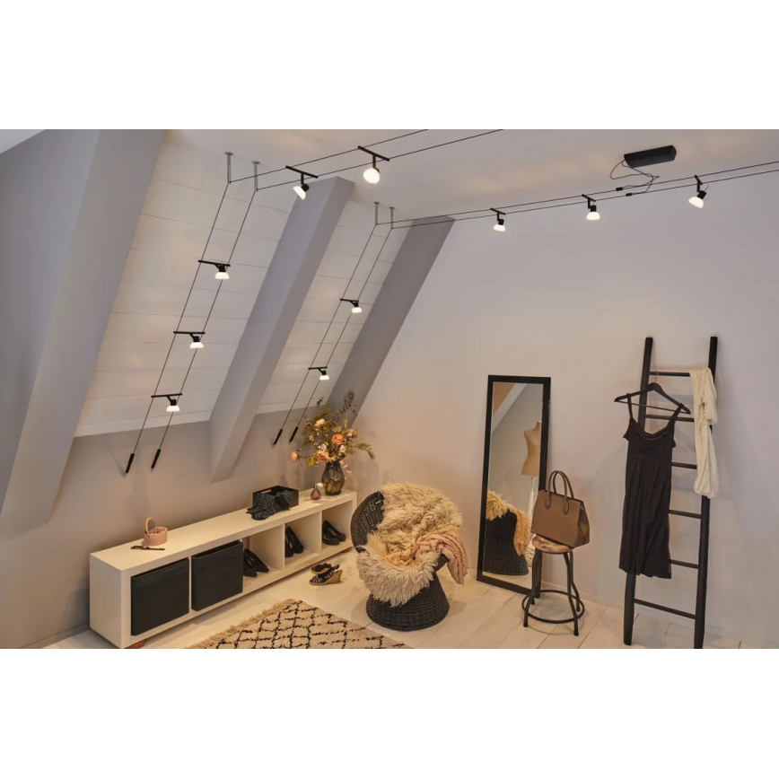 Paulmann 94450 - Set of 5x GU5.3/10W Complete SHEELA cable system 230V black