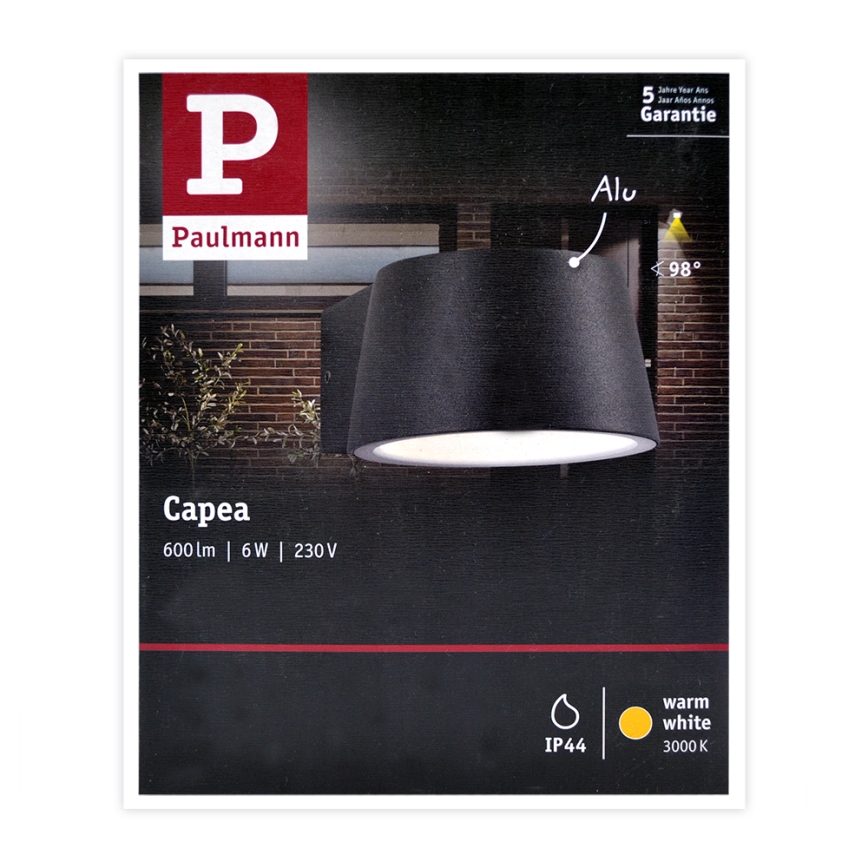 Paulmann 94452 - LED/6W IP44 Outdoor wall light CAPEA 230V