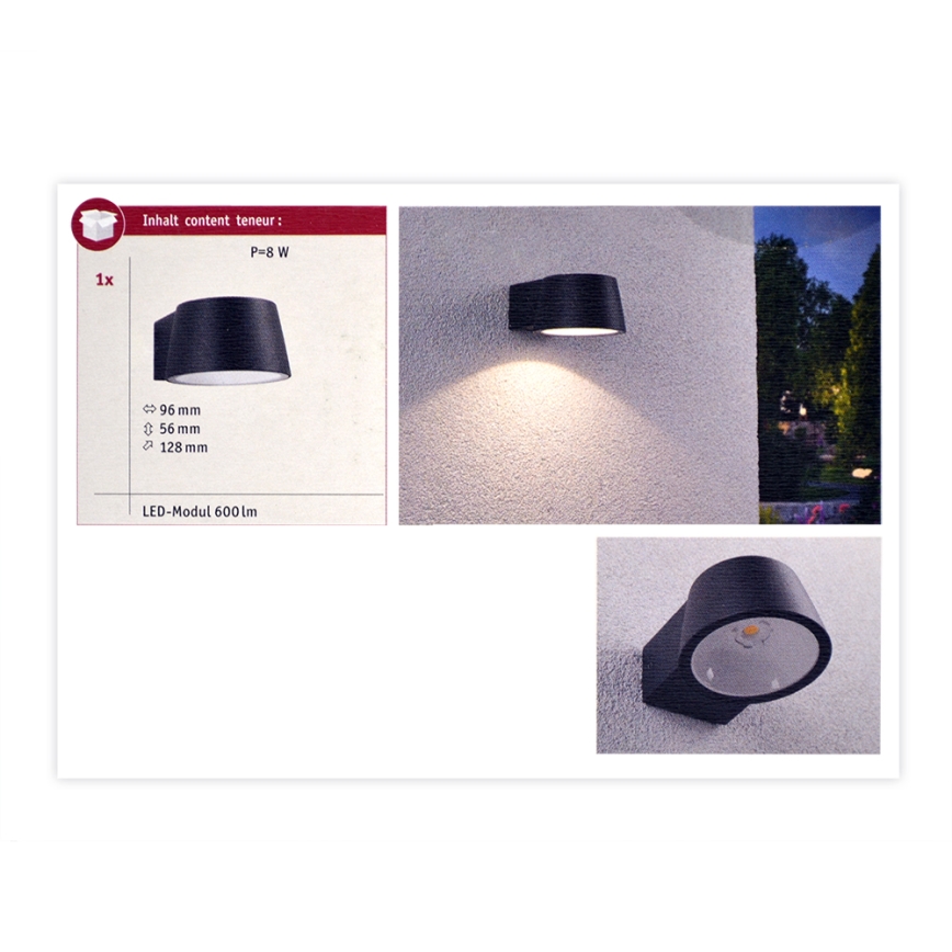 Paulmann 94452 - LED/6W IP44 Outdoor wall light CAPEA 230V
