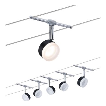 Paulmann 94457 - SET 5x LED/4W Complete cable system CLEAR 230V Black/Glossy Chrome