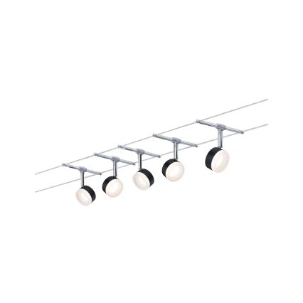 Paulmann 94457 - SET 5x LED/4W Complete cable system CLEAR 230V Black/Glossy Chrome