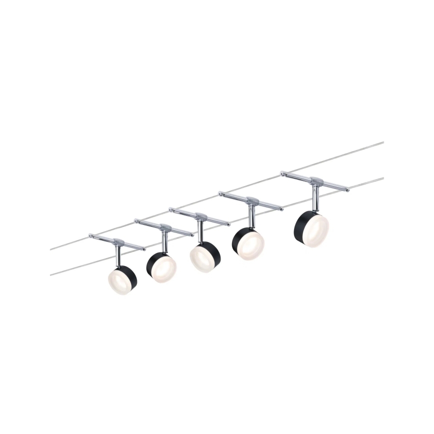 Paulmann 94457 - SET 5x LED/4W Complete cable system CLEAR 230V Black/Glossy Chrome