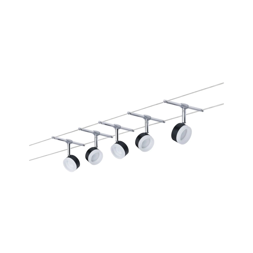 Paulmann 94457 - SET 5x LED/4W Complete cable system CLEAR 230V Black/Glossy Chrome