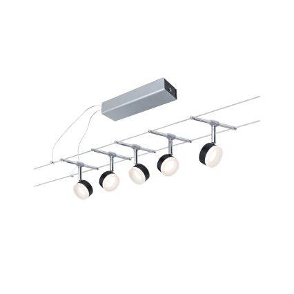 Paulmann 94457 - SET 5x LED/4W Complete cable system CLEAR 230V Black/Glossy Chrome