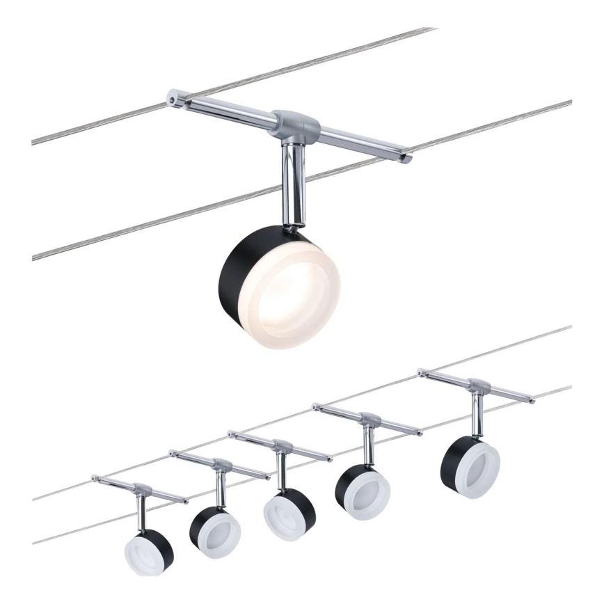 Paulmann 94457 - Set of 5 LED spotlights (4 W) for cable system CLEAR 230V, black/polished chrome