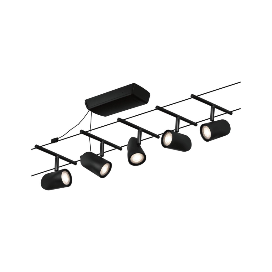 Paulmann 94469 - 5x GU5.3/10W Kit — Complete CUP Cable Lighting System, 230V, Black