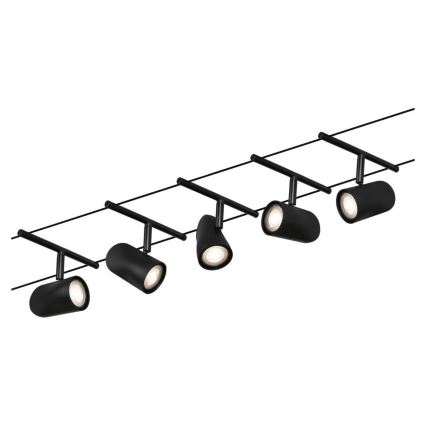 Paulmann 94469 - 5x GU5.3/10W Kit — Complete CUP Cable Lighting System, 230V, Black