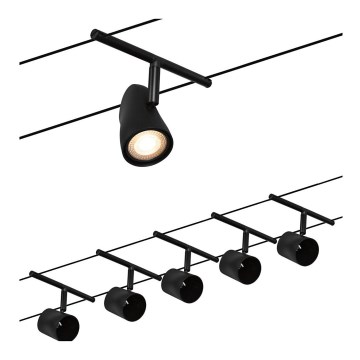 Paulmann 94469 - SET 5xGU5,3/10W Spotlight for string system CUP 230V black