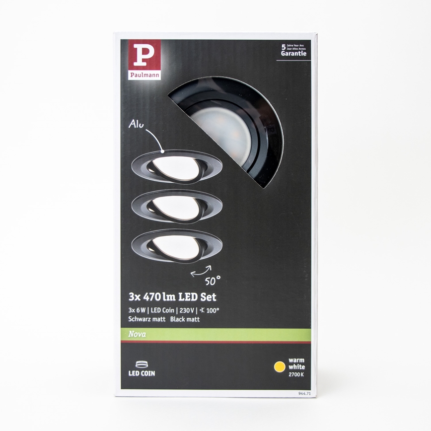 Paulmann 94471 - SET 3xLED/6W IP23 Bathroom recessed light NOVA 230V