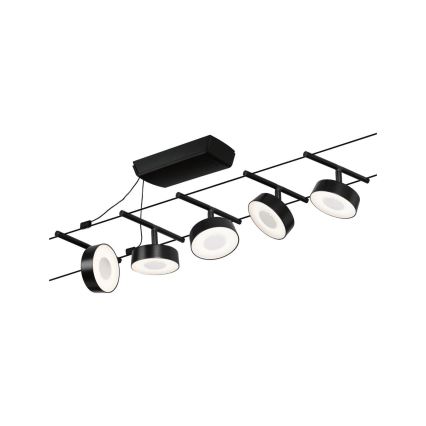 Paulmann 94479 - SET 5xLED/5W Complete cable lighting system CIRCLE 230V black