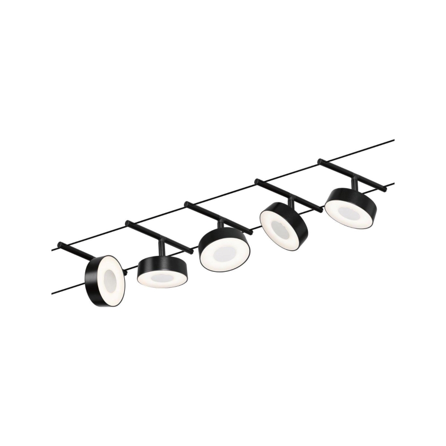 Paulmann 94479 - SET 5xLED/5W Complete cable lighting system CIRCLE 230V black