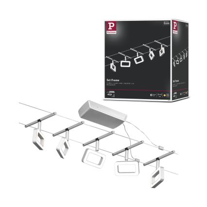 Paulmann 94481 - Set of 5 LEDs (4.8 W each), complete FRAME cable suspension system, 230 V, matte chrome