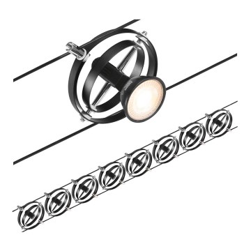 Paulmann 94494 - SET 8xGU5,3/7,5W Spotlight for string system CARDAN 230V black