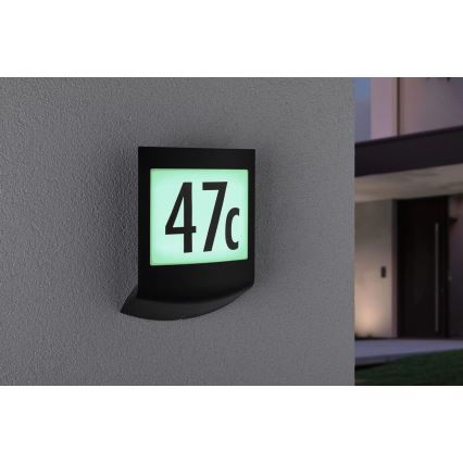 Paulmann 94513 - RGBW LED/8,2W IP44 Dimmable illuminated house number with motion and dusk sensor PADEA 230V anthracite