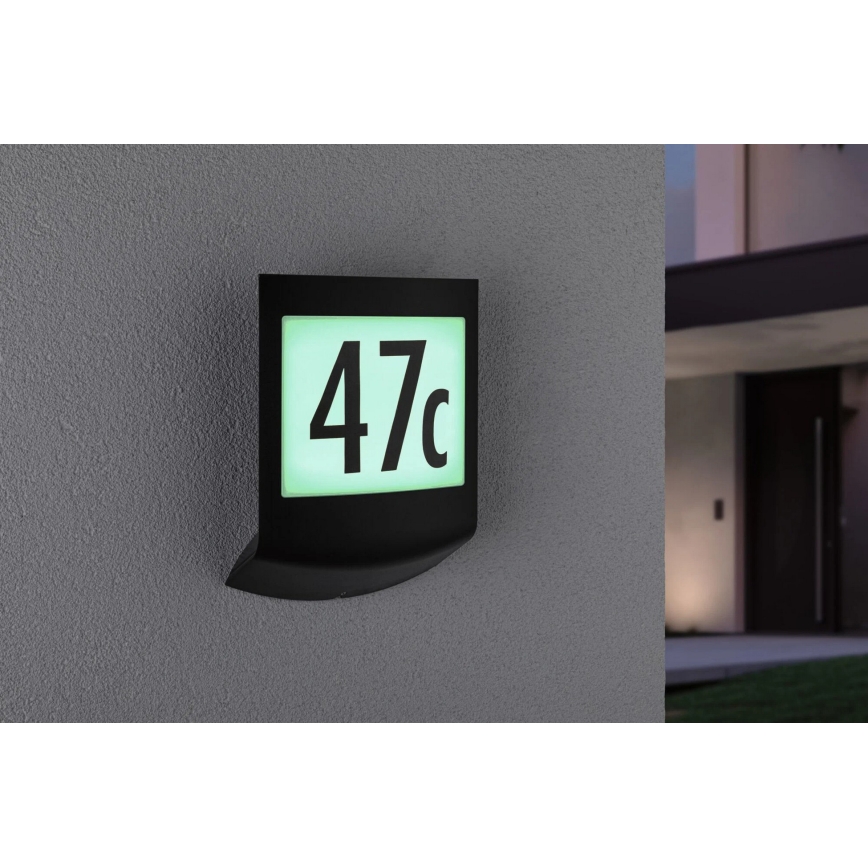 Paulmann 94513 - RGBW LED/8,2W IP44 Dimmable illuminated house number with motion and dusk sensor PADEA 230V anthracite