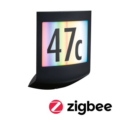 Paulmann 94513 - RGBW LED/8,2W IP44 Dimmable illuminated house number with motion and dusk sensor PADEA 230V anthracite