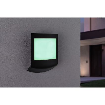 Paulmann 94513 - RGBW LED/8.2W IP44 Dimmable outdoor wall light with motion and dusk sensor PADEA 230V anthracite
