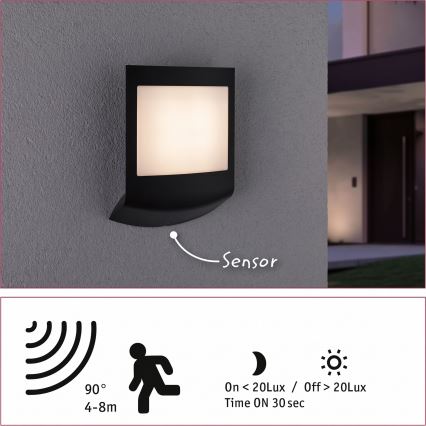 Paulmann 94513 - RGBW LED/8.2W IP44 Dimmable outdoor wall light with motion and dusk sensor PADEA 230V anthracite