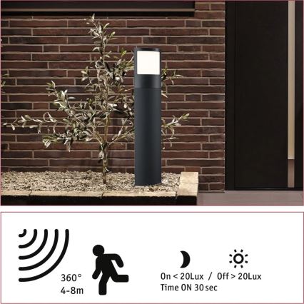 Paulmann 94514 - LED/8.5W IP44 Dimmable house number light with motion and dusk sensor PADEA 230V anthracite