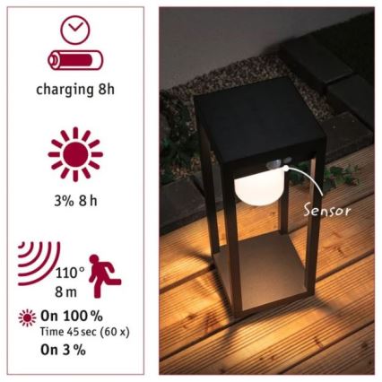 Paulmann 94573 - LED/5,5W IP44 Solar lamp with sensor MARISOL 3,7V 2000 mAh