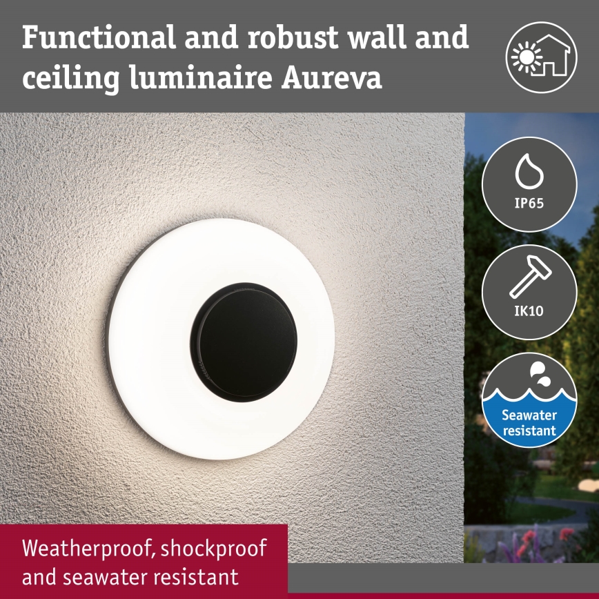 Paulmann 94955 - LED/20.5W IP65 Dimmable outdoor wall light AUREVA 230V 2200/3000/4000K anthracite