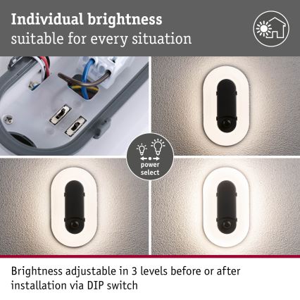 Paulmann 94958 - LED/18.5W IP65 Dimmable outdoor wall light with motion and dusk sensor ELUNOR 230V 2200/3000/4000K anthracite